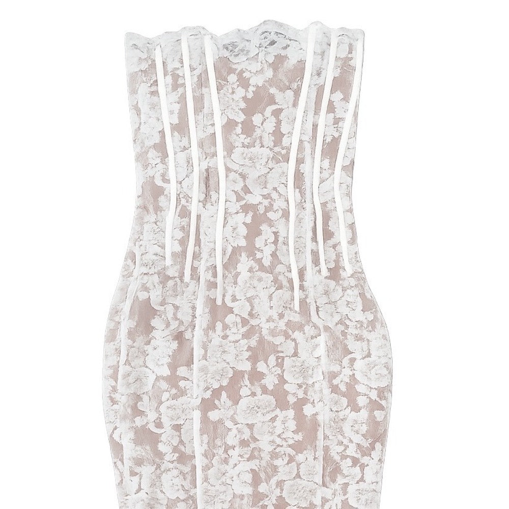 V. Chapman Capulet Midi Dress White Chantilly Lace Corset Bridal Wedding Size 6 - Picture 9 of 11